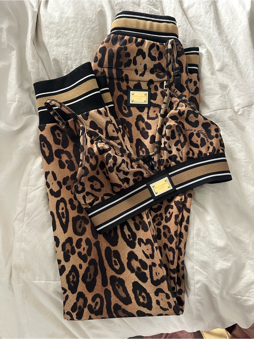 Dolce & Gabbana Leopard-Print Active Bra & Leggings in Brown and Black